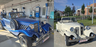 Două bijuterii ale industriei auto britanice amintind de anii ’30, pe străzile Vasluiului